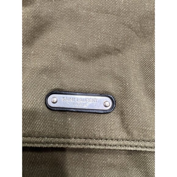 Saint Laurent Noe Washed Canvas Backpack in Army Green - Picture 3 of 8